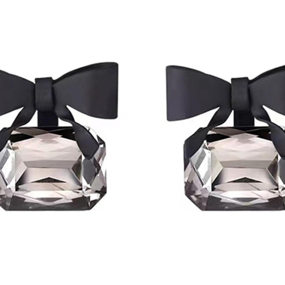 Black Bow Crystal Earrings